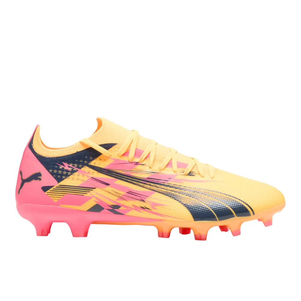 PUMA Mens Ultra Match Christian Pulisic Firm GroundArtificial Ground Soccer Cleats Cleated, Firm Ground - Pink, Yellow