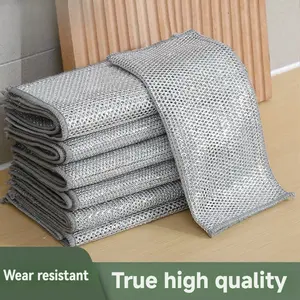10 Counts Wire Dishwashing Rag Multipurpose Non-Scratch Steel Mesh Cloth for Wet Dry Cleaning Cookware Sinks Stove Tops Dishes High Quality Metal Reusable dish  buddie  care easy  clean  magic  counts  multi  purpose  was wired  ish  rags mesh  cloth mult
