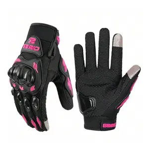 MJMOTO Women Pink Motorcycle Riding Gloves Touch Screen Summer Breathable Wearable Motorbike Cycling Biker Gloves For Lady