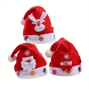 3 Pack Christmas Hats, Festive Santa & Snowman Design, Polyester Material, Non-Fur Party Caps, Perfect for Home Kitchen Holiday Decorations, Party Favor