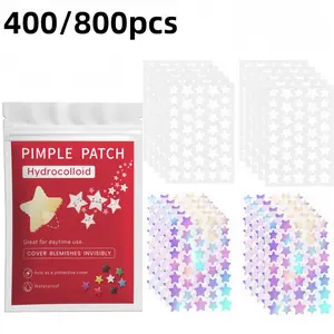 400/800pcs Milky White & Vibrant Star Blemish Patch Duo, Hydrocolloid Acne Covers with Salicylic Acid, Tea Tree & Calendula Blend, Playful Bright Spot Stickers, Featherlight & Skin-Adaptive, Multi-Size Variety, All-Day Wear, Suitable for Most Skin Types