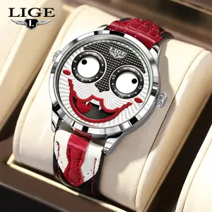 LIGE Fun Clown Quartz Watch – Unique Creative Design, Dual Movement Dynamic Expression, Water-Resistant