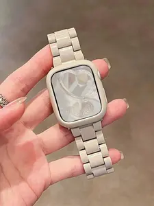 Starlight Creamy Silicone Case & Acrylic Strap for Apple Watch 42/44/45/46mm & 38/40/41/42/49mm, Ultra-Soft Sport Band with Girl Band Design