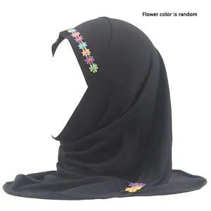 1pc Little Girls Flower Hijab, Arabian Headscarf, Suitable 3-6 Years Old