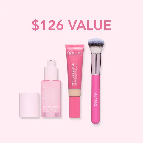 Prep and Coverage Bundle | Mushroom Milk, Peptide Bounce Flexible Foundation, Smoothing Complexion Brush