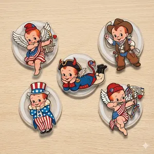 [MAGNETIC] Vintage Style Kewpie Phone Grip MagSafe 250th Anniversary Patriotic USA Independence Day Design Magnetic Holder Tech Accessory Gift