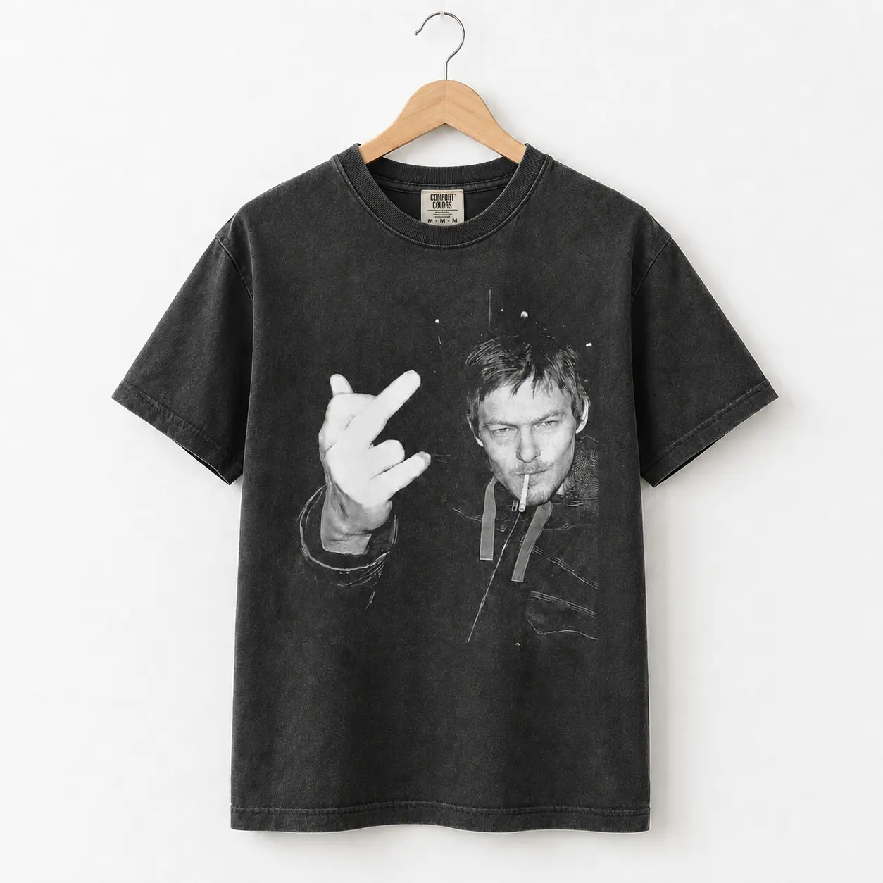 Daryl Dixon Comfort Colors Tshirt, Norman Reedus Vintage T-Shirt, The Walking Dead Middle Finger, TWD Merch