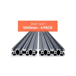 VEVOR 4PCS 39.4 in (1000mm) T Slot 2040 Aluminum Extrusion Profile, European Standard Anodized Linear Rail, High-Strength Extruded Aluminum Rail for 3D Printer, CNC Machine DIY, Laser Engraving, Blac