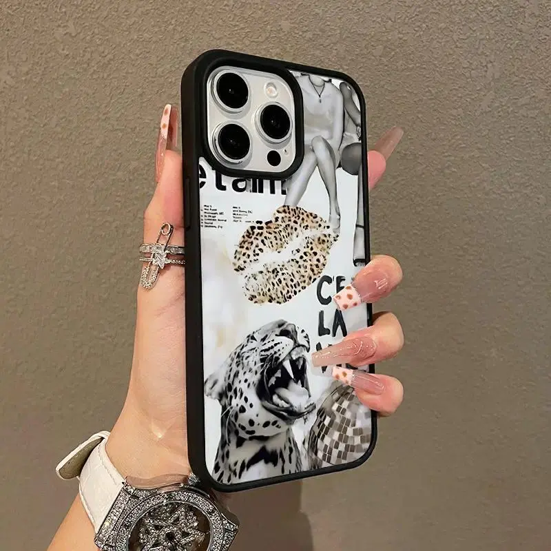Magnetic Leopard Print Collage TPU Phone Case - Lightweight, Shockproof Casing with Drop Protection, Aesthetic Girly Chic Accessory for iPhone 1-17 Pro, ProMax, Plus, Air Devices, Cute Phone Accessories, Anti-Fall