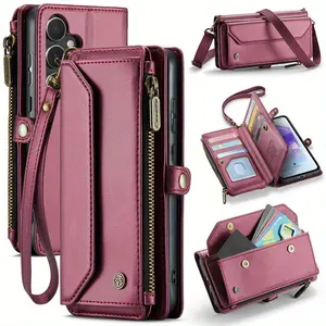 Crossbody for Samsung Galaxy A12 A13 A14 A15 A22 A23 A24 A25 A30S A50S A32 A33 A34 A35 A51 A52 A53 A54 A55 A71 A72 Case Wallet [RFID Blocking] with 10-Card Holder Zipper Bills Slot, Soft Magnetic Flip Wristlet Shoulder Strap Wallet Case for Women