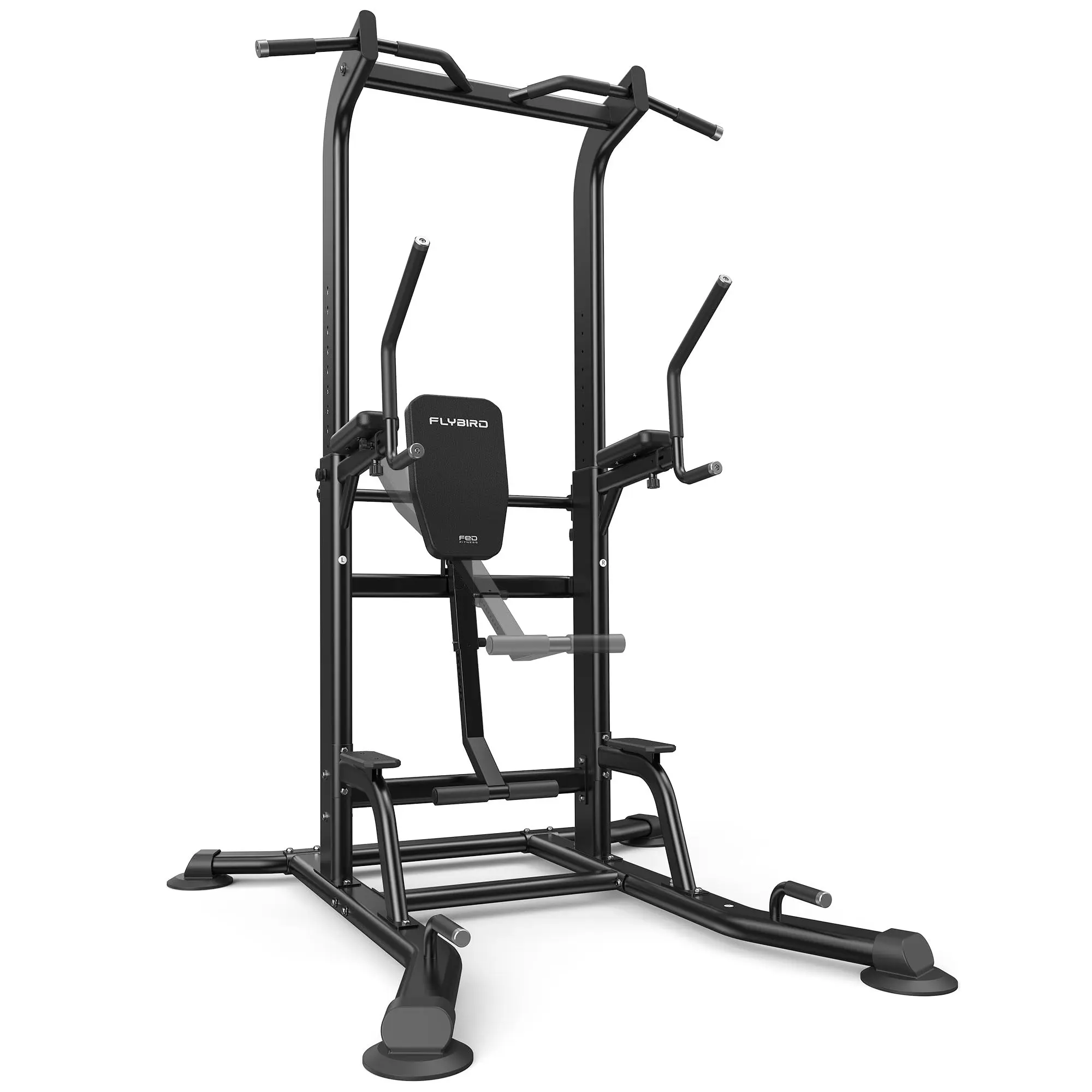 FED Fitness Series PT6 Power Tower Pull Up Bar Station, Heavy Duty Dip Station with Adjustable Height, Multi-Function Pull Up Station for Home Gym Strength & Ab Workout, 800 LBS Capacity | FED Fitness