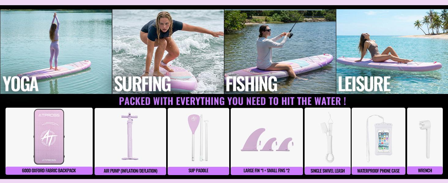 10'6''x33''Inflatable Stand Up Paddle Board, 400lbs Extra Wide Stand Up Paddleboard with Kayak Seat, Anti-Slip EVA Deck Premium SUP Accessories Kit, Non-Slip Stable Deck Boat