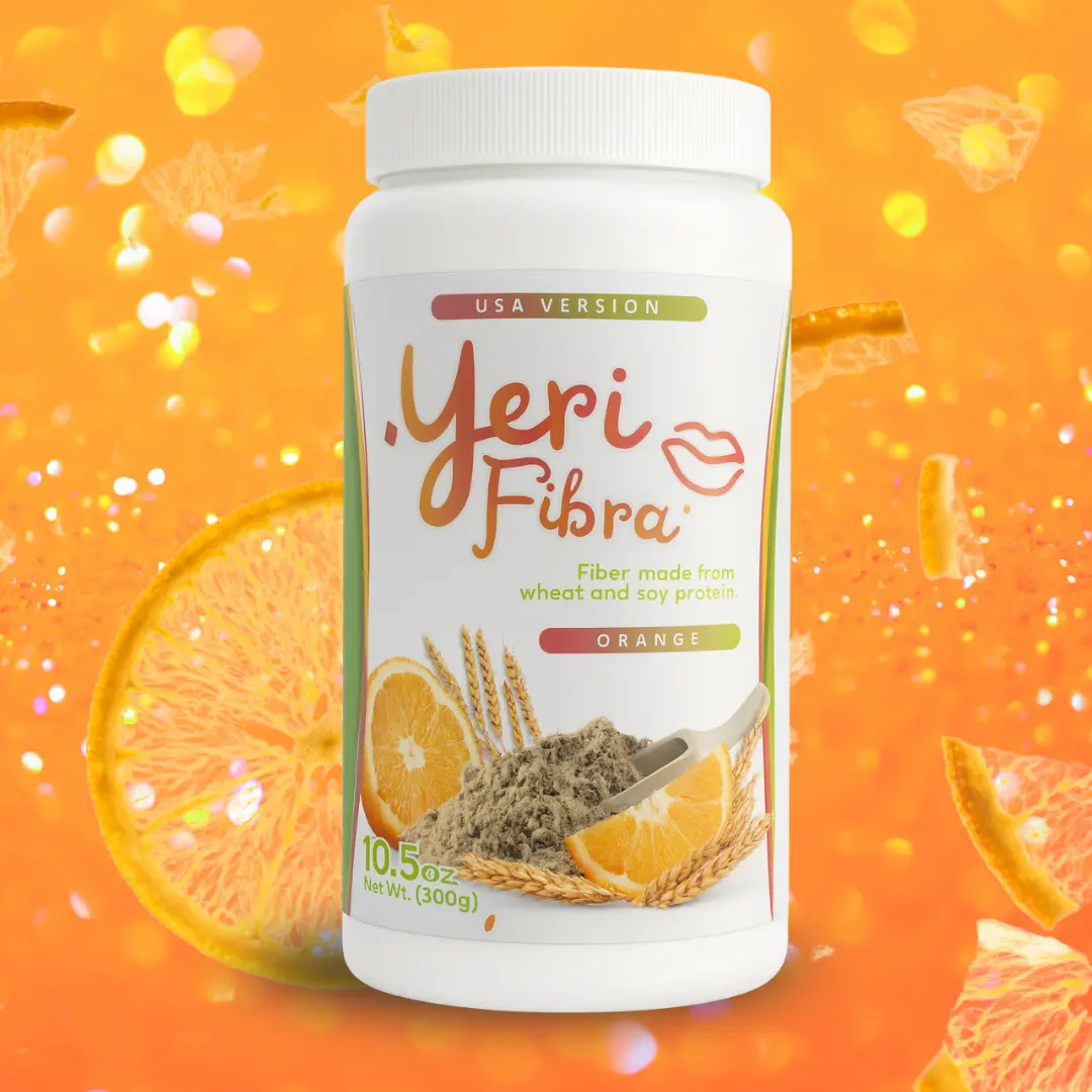 Yeri Fibra Naranja, Fiber Supplement Powder 300 g (10.5 oz) with Wheat & Soy Protein, Orange Flavor, Popular TikTok Product, Made in Mexico, Easy Daily Beverage Mix