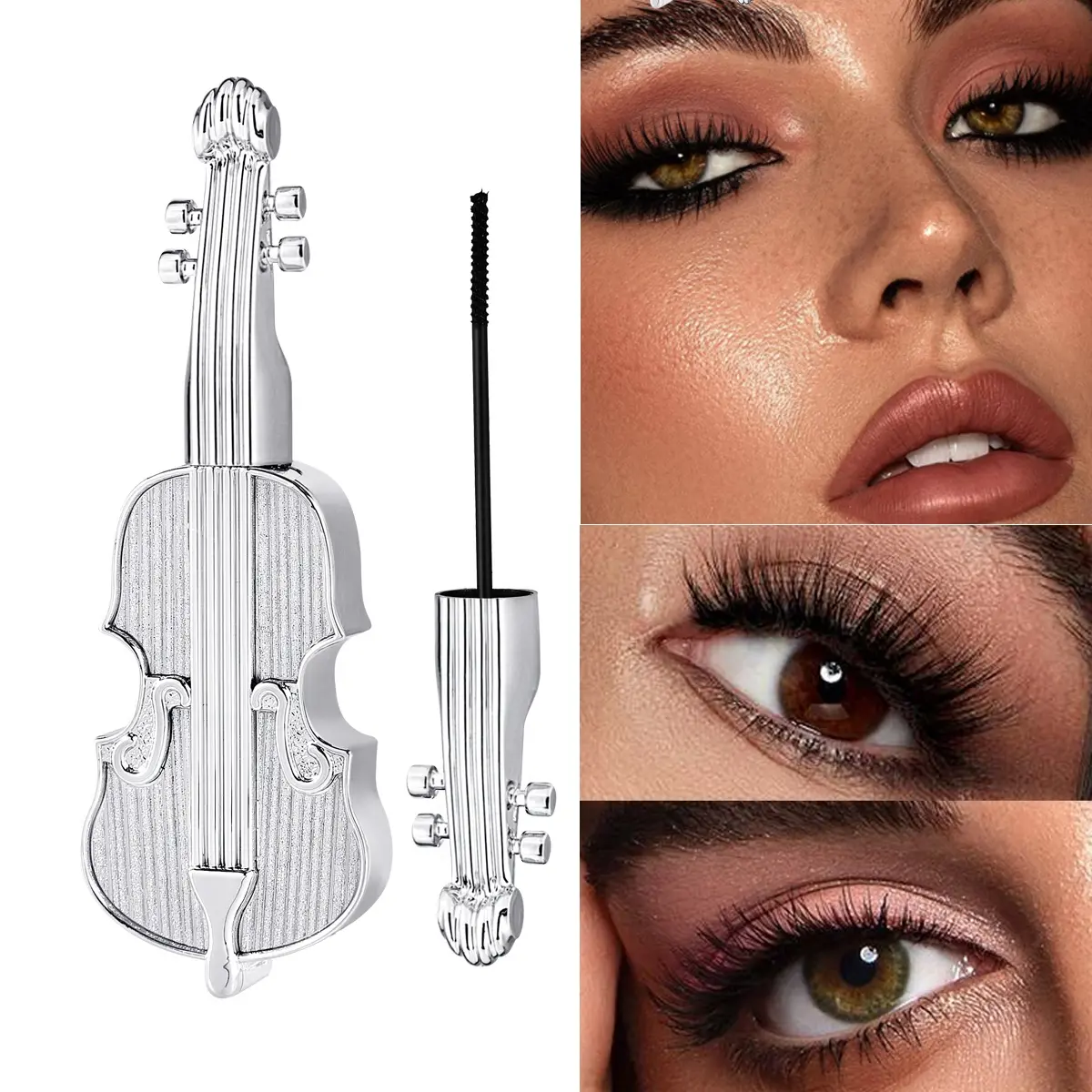 Violin Mascara Makeup - Waterproof Long-Lasting Curling Volume Enhancing Eyelash Mascara Lengthening Mascara