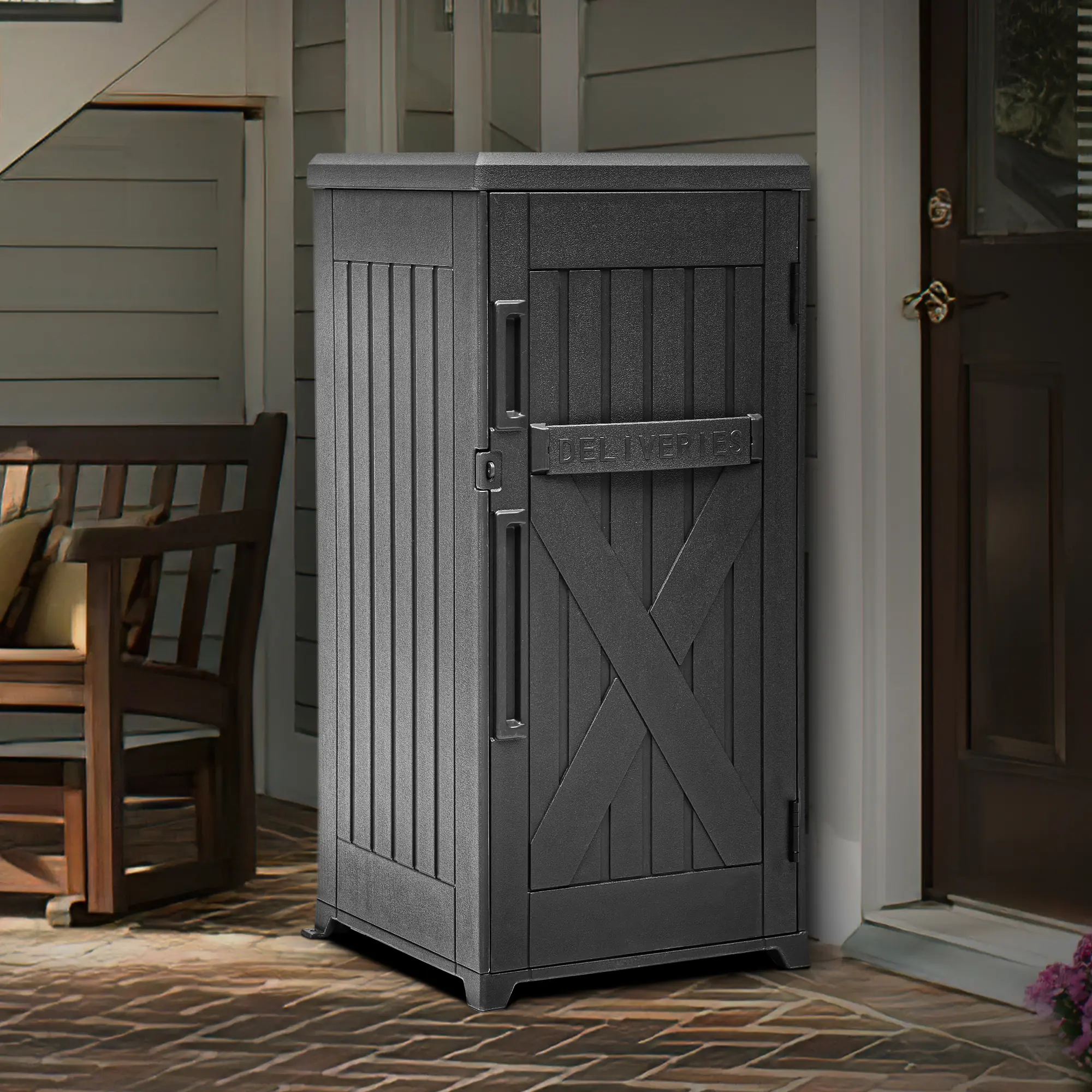 YITAHOME 60-Gallon Secure Package Delivery and Storage Box, Double-Wall Resin, Weatherproof, for Outdoor Use, Curbside or Porch, 8.5 Cubic Feet, Gray