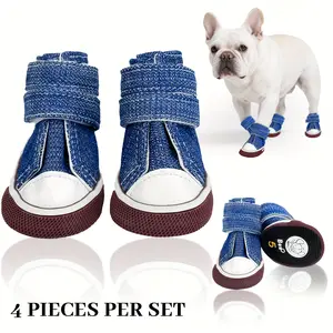 4pcs Fashion Cute Pet Dog Boots| All Seasons Breathable Slip Resistance Sport Shoes for Small Medium Large Dogs| Puppy Sneakers & Paw Protectors