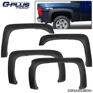 Black Polypropylene Truck Fender Flares Set, Impact-Proof Wheel Protector Scratch Guard, Auto Parts Accessories for 2007-2013 Chevy Silverado 1500 Crew Cab 5.8' Bed (Includes Bolts)