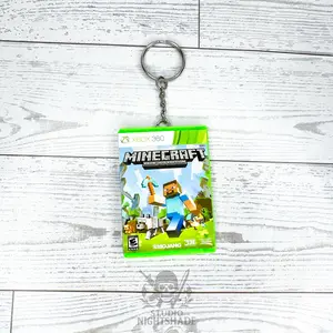 Mini Xbox 360 Game Case Keychain Inspired by Minecraft | Magnetic Opening Case with Mini Disc