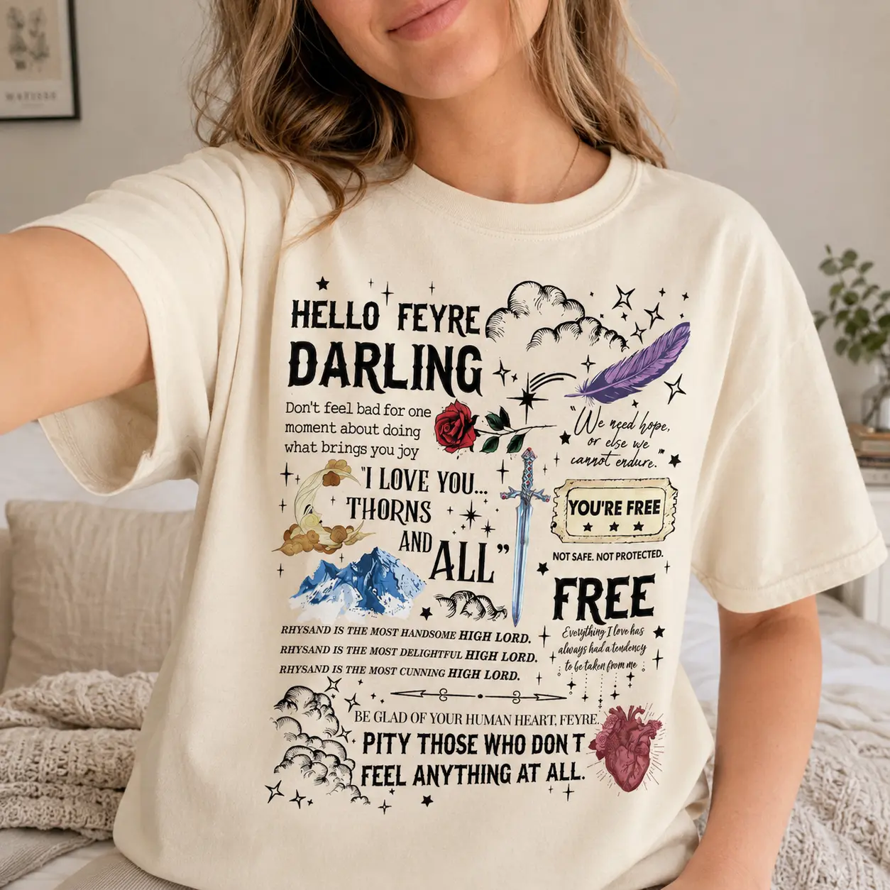 Comfort Colors Rhysand Quotes T-Shirt, ACOTAR Tee, City Of Starlight, Night Court T-Shirt, Sarah J Maas Apparel, Book Lover Gift, Fantasy Novel, Gift for Girls