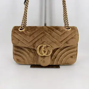 Pre-owned GUCCI leather Crossbody Bags Double G Marmont Small Brown Crossbody Bags