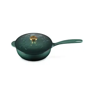 Le Creuset Enameled Cast Iron Holly Collection Saucier, 2.25 qt., with Gold Knob