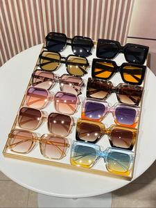 12 pairs simple daily eyeglasses for women, large square thick frame design, fashion uv protection glasses for beach & outdoor activities