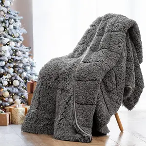 Shaggy Long  Faux  Weighted Blanket, Cozy and Fluffy Plush Sherpa Long Hair Blanket for Adult 15lbs, Fluffy Fuzzy Sherpa Reverse Heavy Blanket for Bed, Couch, Grey, 60 x 80 Inches