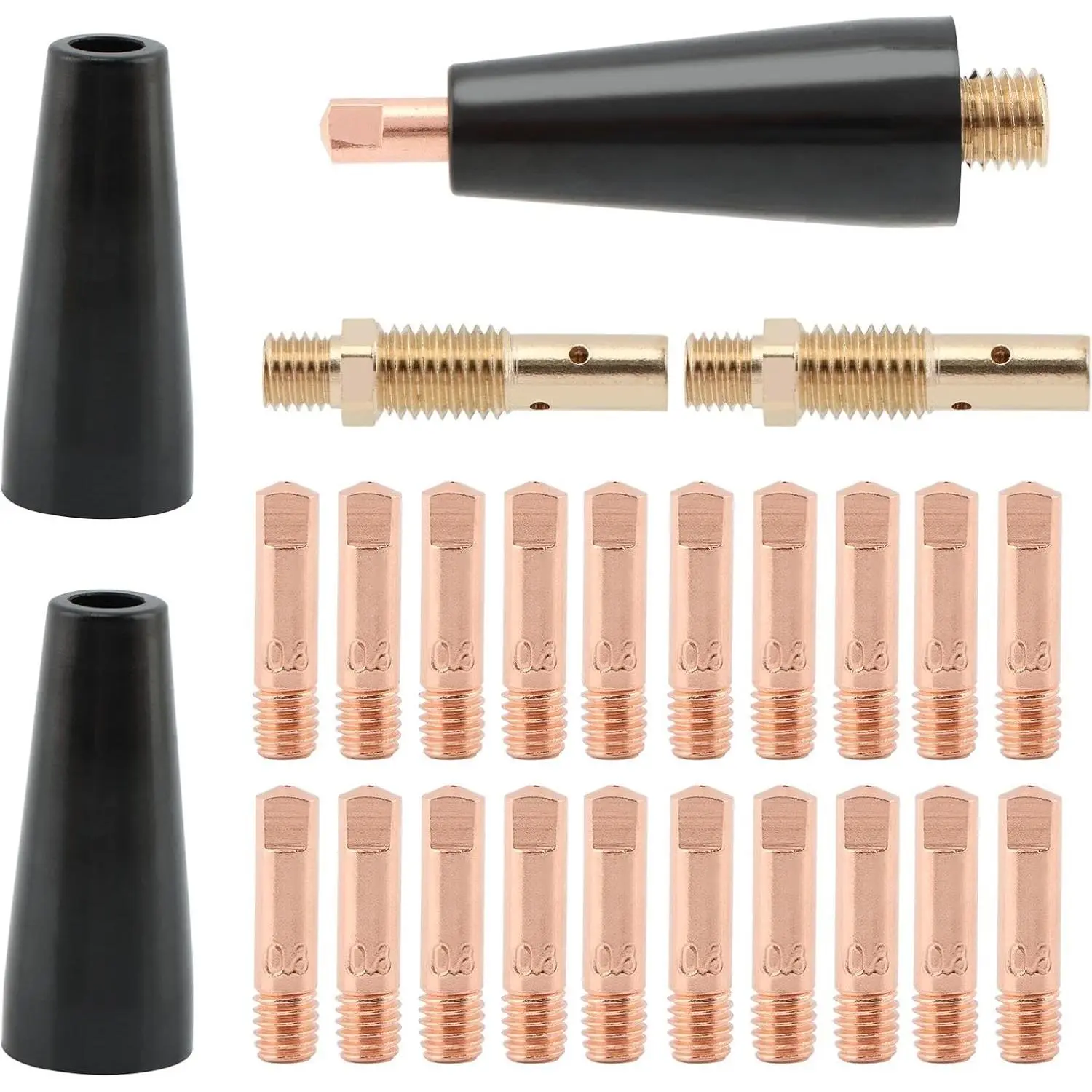 24 count Flux Core Gasless Nozzle Welding Kit,KP1939-1 Flux Core Gasless Nozzle Contact Tips  MIG Welder Accessories for Welder  (0.030"(0.8mm) kit)