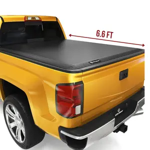 6.6 Ft Bed [Fits 2014-2018 silverado/sierra 1500 & 2015-2019 Chevy Silverado/GMC Sierra 2500HD 3500HD & 2019 Chevy Silverado 1500 Legacy & 2019 GMC Sierra 1500 Limited] Soft Quad Fold Truck Bed Tonneau Cover - Yitamotor