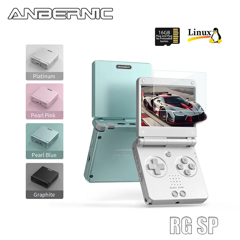 ANBERNIC RG SP Handheld Game Console 3.4" IPSScreen Flip Game Player RGSP Portable Game Console Linux System Battery 3300mAh Retro Handheld Console Gifts