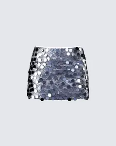 Philo Silver Sequin Mini Skirt