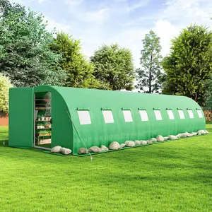 AMERLIFE 10×20 FT/10×30 FT Tunnel Greenhouse with Built-in Sprinkler System, Walk-in Greenhouse for Backyard Gardening, Heavy Duty Galvanized Steel Frame & Waterproof PE Cover, Green