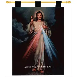 212 MAIN Divine Mercy Elegant Style Jacquard Woven Cotton Durable Decorative Tapestry Wall Hanging, 26x36 in Classic Vertical Home Decor, Spot-Cleanable Accent for Living Spaces & Bedrooms, Elegant Style Tapestries