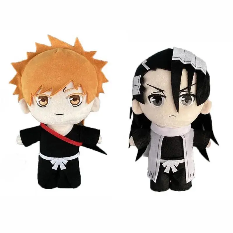 BLEACH Japanese Anime Kuchiki Byakuya & Kurosaki Ichigo Cosplay Plush Doll Toy, 20cm Kawaii Soft Stuffed Pillow, Anime Plush Mascot Stuffed Toys for Kids, Bedroom Decoration