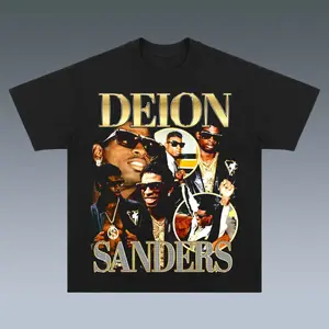 [SALE Up To 50% Off] Deion Sanders Graphic Tee, Y2K Crew Neck Streetwear T-Shirt, Unisex Crew Neck Tee, Vintage Football Graphic, Sports Player Bootleg Premium Style, Casual Cotton Fit 1 Sided