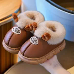 Winter Boys' Boots 2025 Winter New Style Outdoor Children's Anti-slip Warm PU Leather Waterproof Snow Boots