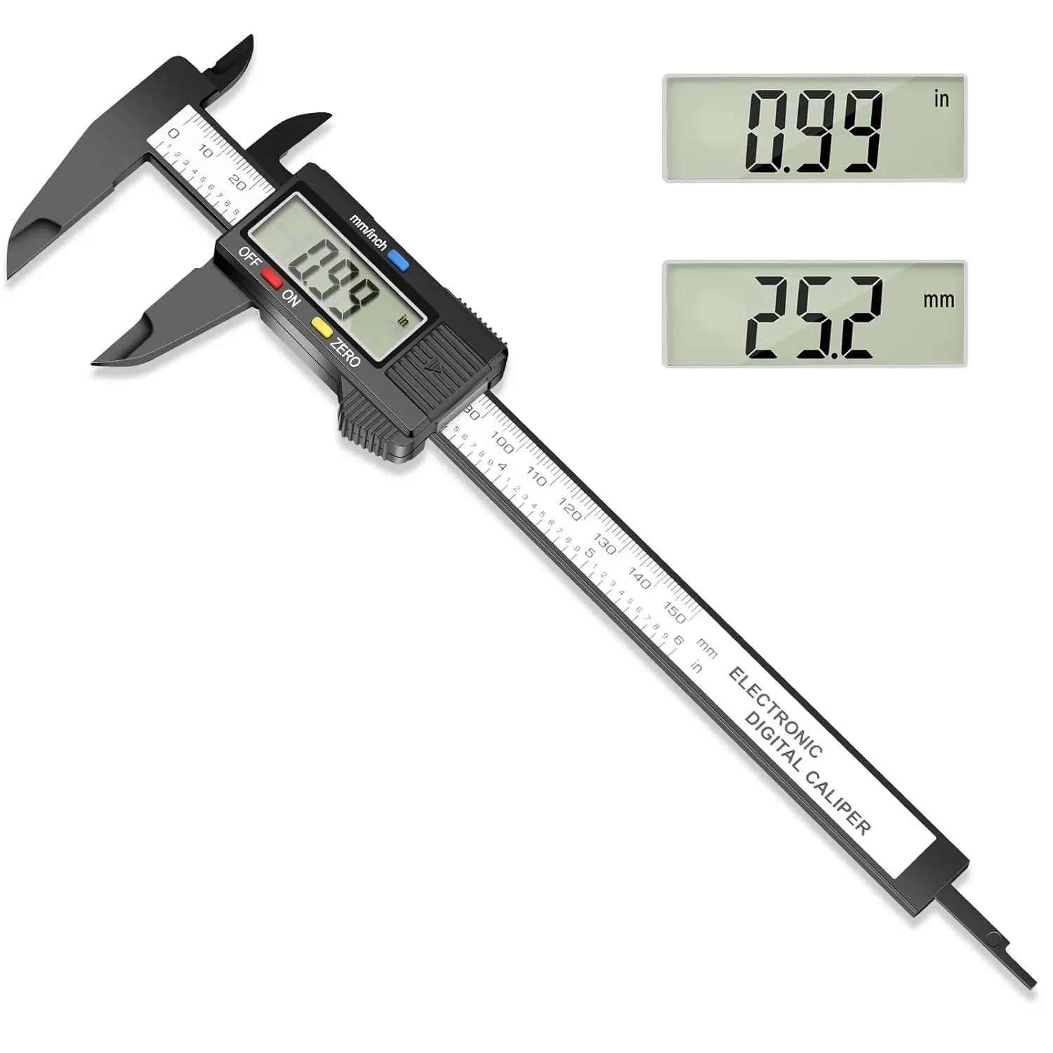Digital Caliper Calipers Measuring Tool, 0-6inches Electronic Caliper with Premium Large LCD Screen, Inch and Millimeter Convert, Auto-Off Feature, High Precision and Clear Display