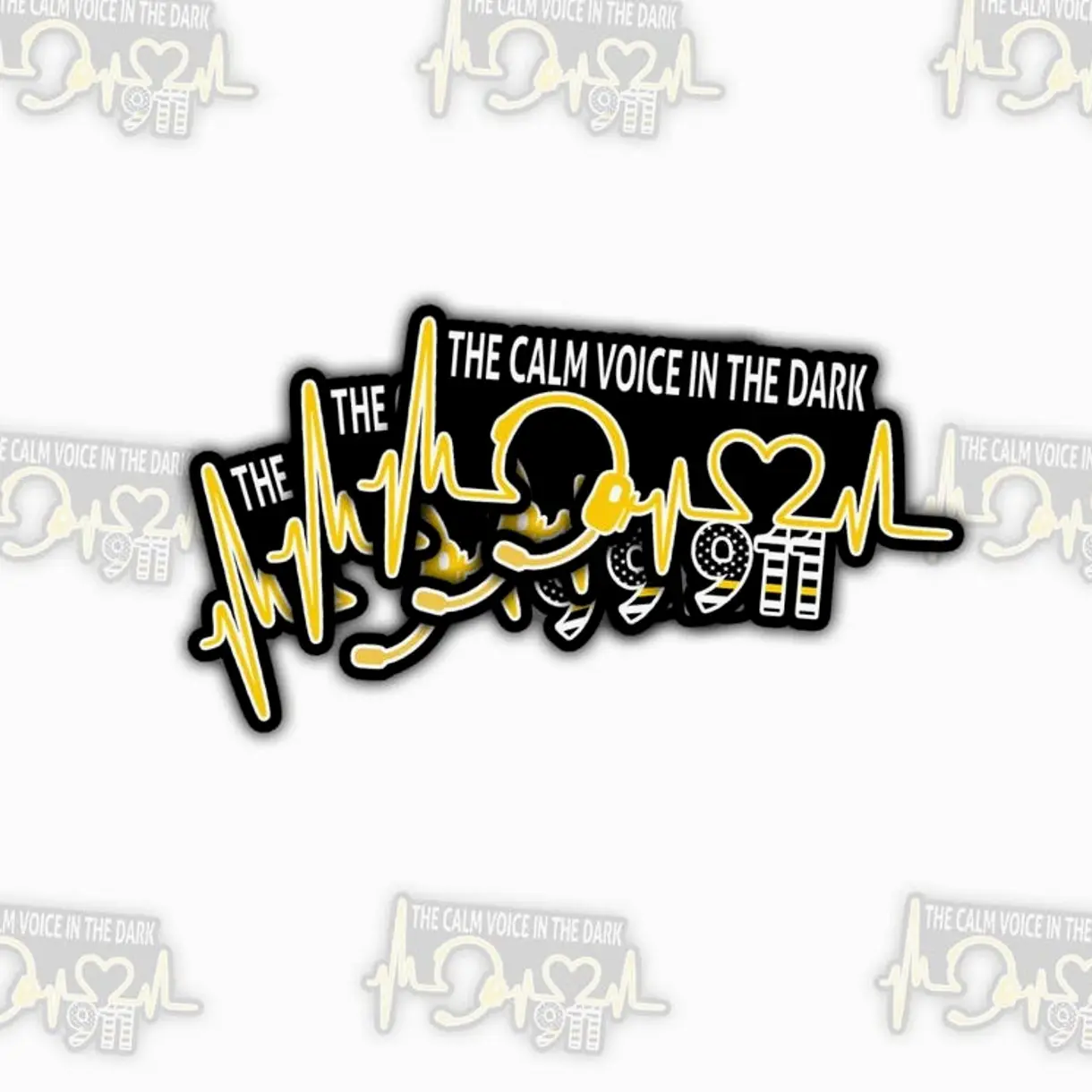 911 Dispatcher Sticker: Thin Yellow Line Heartbeat Flag Vinyl Decal