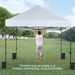Yaheetech 10x10 FT Pop Up Canopy Tent, Commercial Instant Heavy Duty Canopy, 500D Waterproof Adjustable Canopy with Wheeled Carry Bag, 4 Sandbags & 4 Stakes