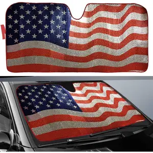 Sun Shade, Windshield Sun Shade  Flag Sunshades Keep  Cool  UV Ray Visor Protector  Your  from Sun Heat & Glare(Size: 63"X 28.5")