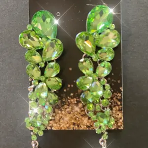 Real Queen Bee Boutique Peridot Lime Cluster Chandelier Earrings Pageant Earrings