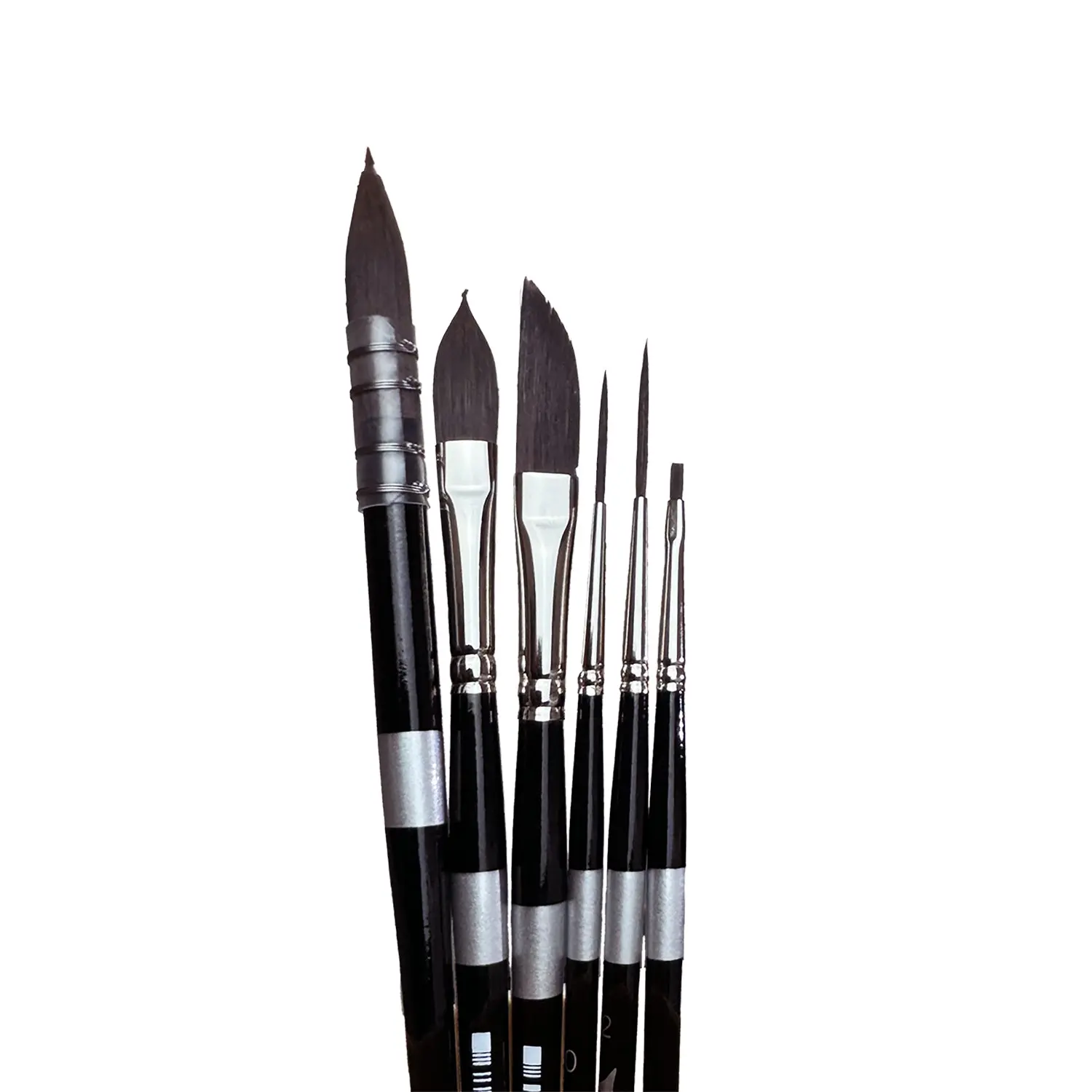 Trekell Onyx Bundle - Set of 5 Synthetic Squirrel Brushes for Watercolors, Gouaches & Acrylics