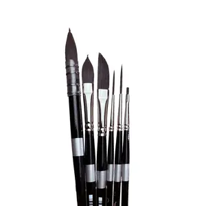 Trekell Onyx Bundle - Set of 5 Synthetic Squirrel Brushes for Watercolors, Gouaches & Acrylics
