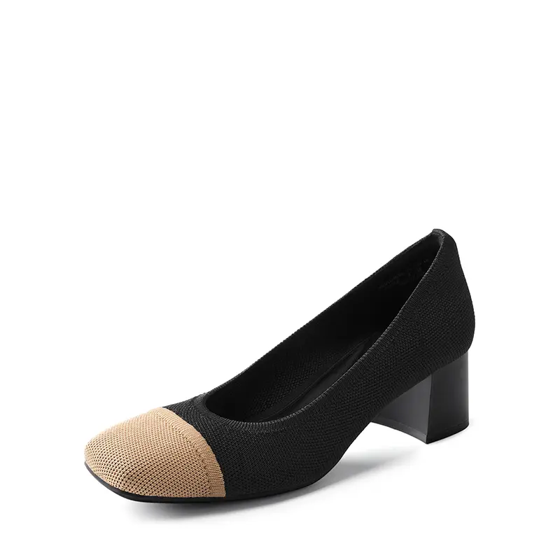 DREAM PAIRS Women's Elegant Heeled Footwear - Classy Flared High Heels, Square Toe Fabric Pumps with Arch Support, Formal Dress Shoes for Special Occasions, Dress Formal Shoes, Flared Heels