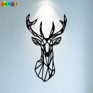 1pc Deer Head Metal Wall Art,Geometric Deer Head Statue Mural,Ideal Gift for New Year,Christmas,Weather-Resistant Metal Wall Decor Wall Sculptures,Perfect for Living Room Wall & Garden Fence,Nature Decor Enthusiasts