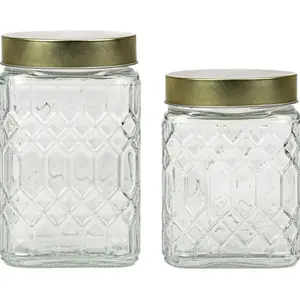 Lenox Graduated Glass Canister Set of 2, Durable Storage Solution for Kitchen Organization, Perfect for Food & Spice Containers