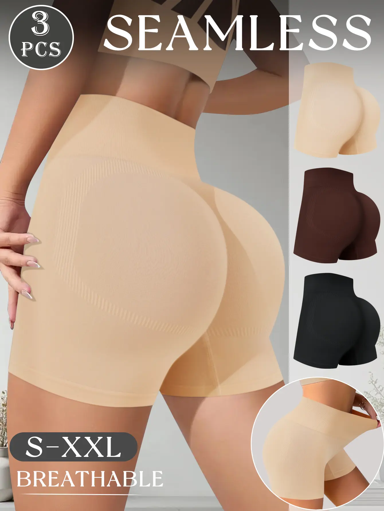 QUASTI 3PCS High Waist Safety Pants for  Women, Highly Elastic Women'S Panties Body Shaper Underwear, Full Coverage Safety Pants Comfortable & Breathable, Solid Short Panties for Women Back to School Gifts