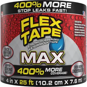 Tape Original Thick Flexible Rubberized Waterproof Tape 4 in x 25 ft Black Pack of 1 for Roof Pool Repairs Underwater Use