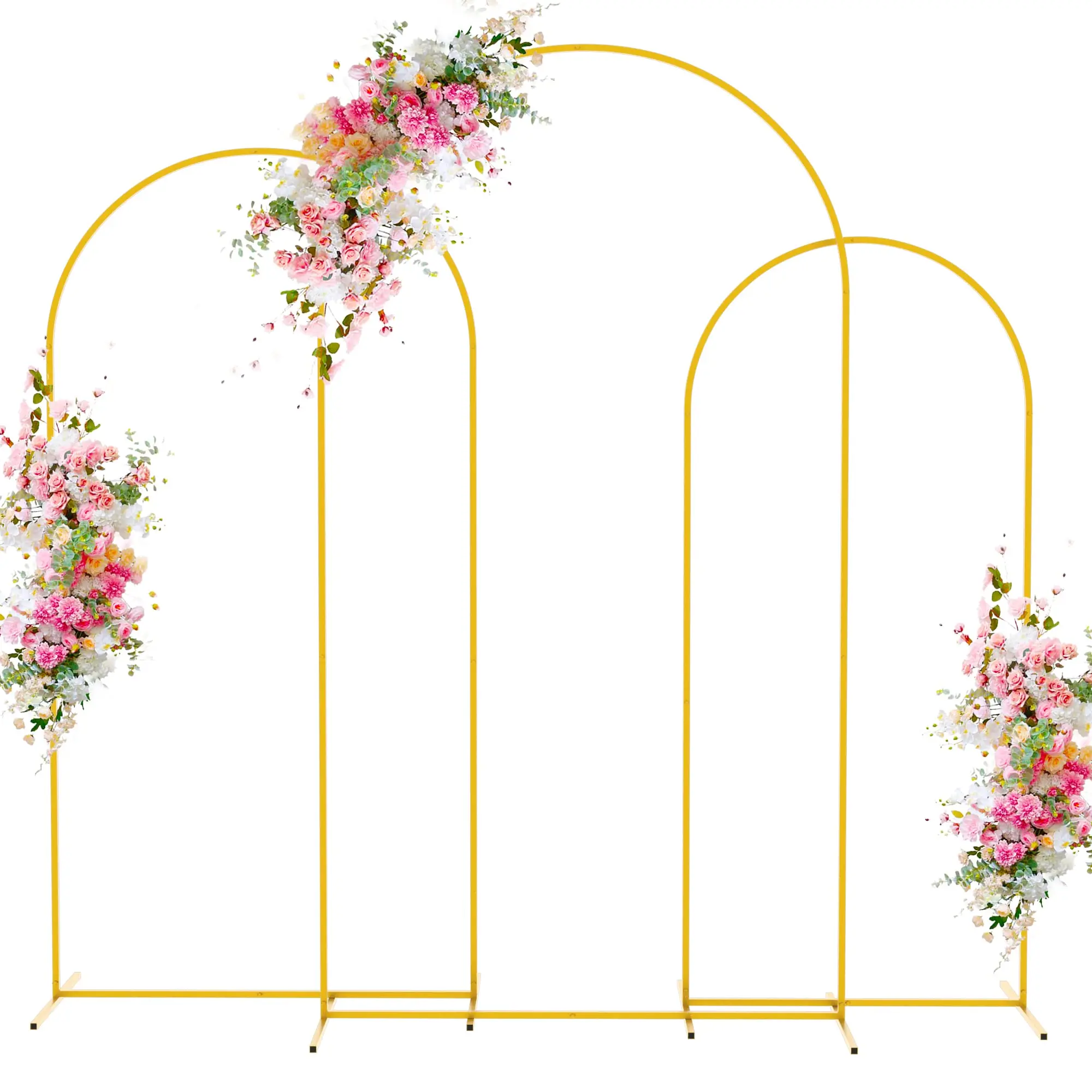 1 Pc Sturdy Gold Metal Arch Backdrop Stand (7.2FT/6.6FT/6FT/5FT/4FT), Balloon Arch Frame for Wedding Ceremony, Bridal Baby Shower, Birthday Party, Graduation and Event Photo Background Decor.