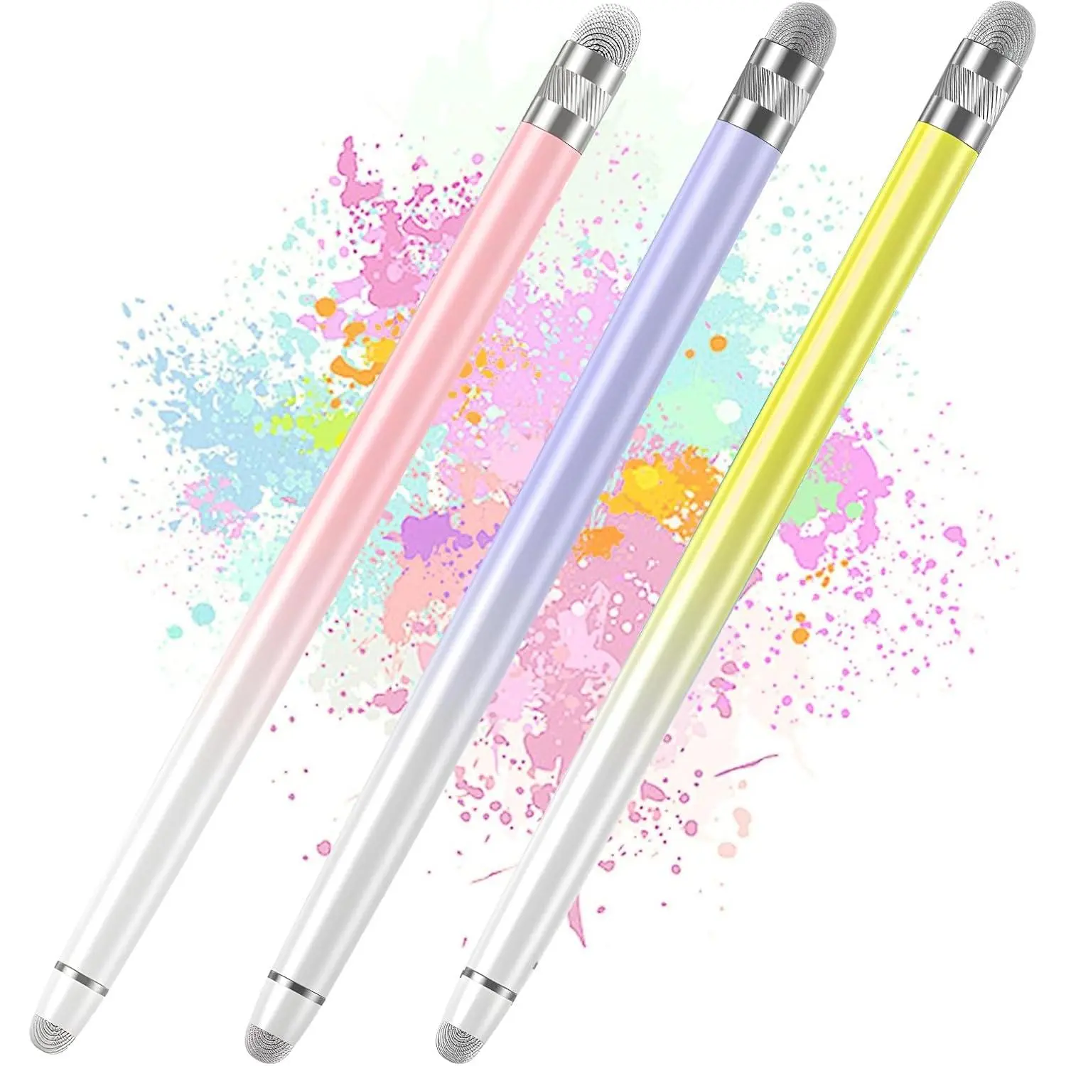 3 count Stylus Pen for Touchscreen,Stylus Pen for /iPad/Tablet Android//Surface, Compatible with All Touch Screens(Purple/Pink/Yellow)